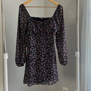 Lily Rose Floral Long Sleeve Dress - Black and Pink